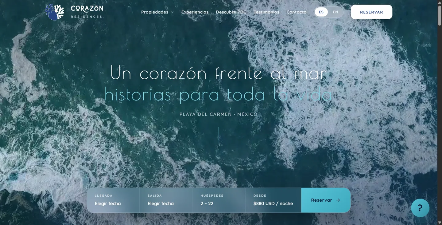 Portal público de una propiedad en renta vacacional